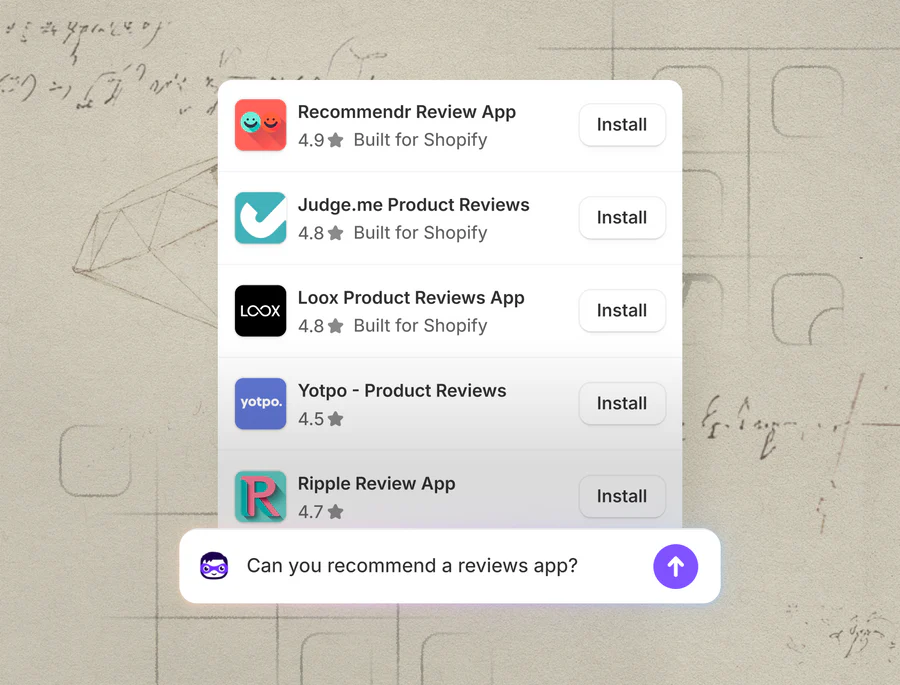 A Sidekick prompt where the user asked about review apps and received recommendations. 