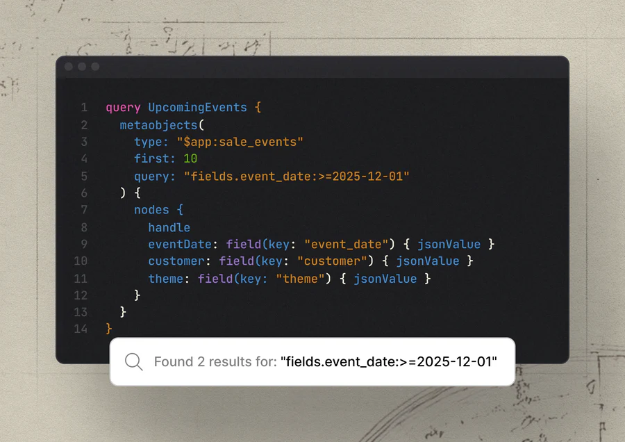 A code editor is paired with a search bar where the user searched for a date. 